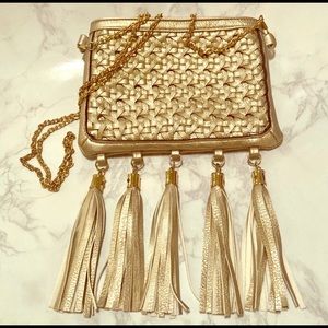 Gold tassle crossbody handbag